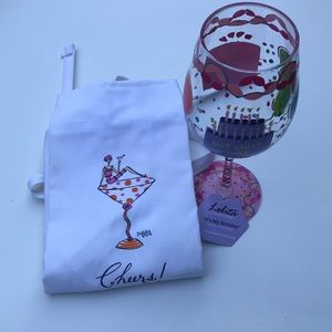 Lolita Happy Birthday Painted Wine Glass & Apron